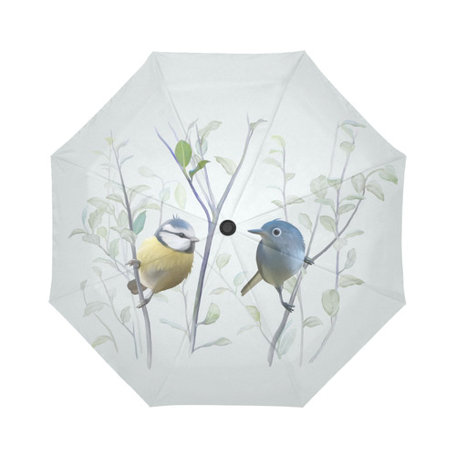 2 Cute Birds in Tree - watercolor Auto-Foldable Umbrella (Model U04)