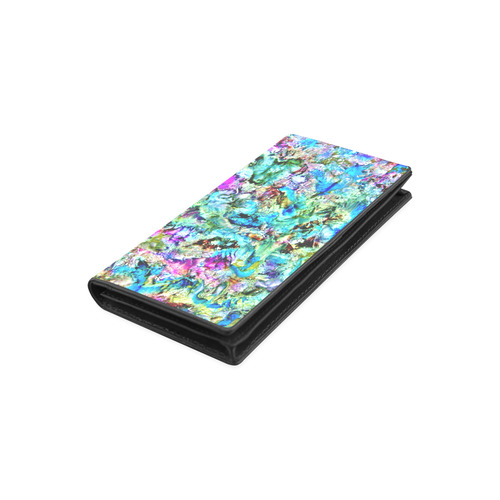 Colorful Flower Marbling Women's Leather Wallet (Model 1611)