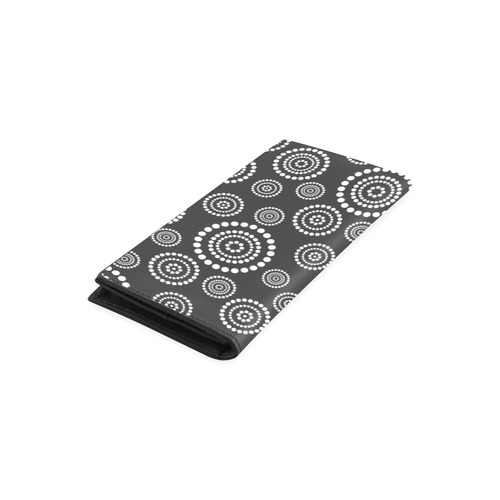 Dots Circle Flower Power Pattern white Women's Leather Wallet (Model 1611)