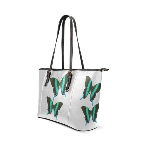 Papilio blumei butterflies painting Leather Tote Bag/Large (Model 1640)
