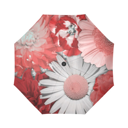 lovely flowers red Auto-Foldable Umbrella (Model U04)