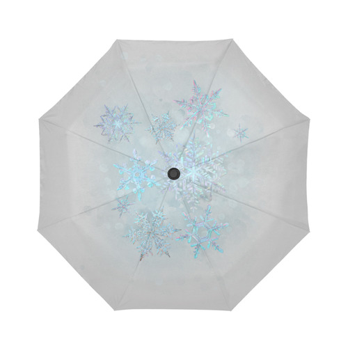 Snowflakes, snow, white and blue Auto-Foldable Umbrella (Model U04)