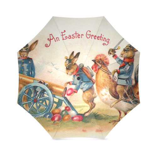 Easter Bunny War Funny Vintage Foldable Umbrella (Model U01)
