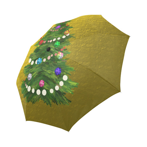 Christmas Tree on Gold Auto-Foldable Umbrella (Model U04)