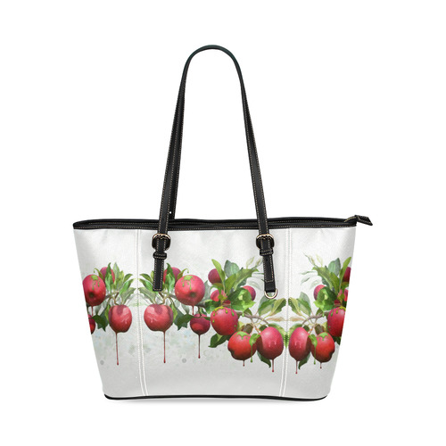 Melting Apples, watercolors Leather Tote Bag/Large (Model 1640)