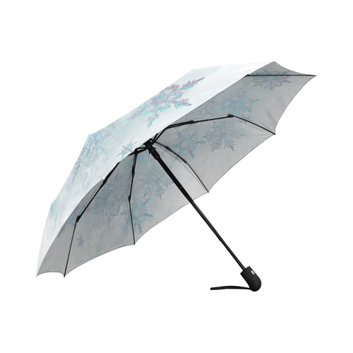 Snowflakes, snow, white and blue Auto-Foldable Umbrella (Model U04)