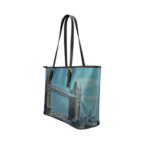 The Tower Bridge of London Leather Tote Bag/Large (Model 1651)