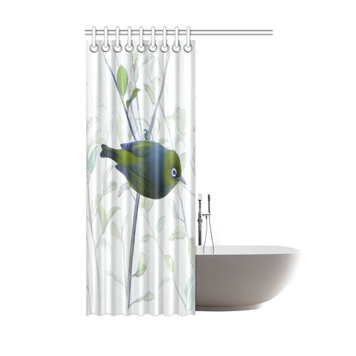 Silvereye, bird in tree, watercolor Shower Curtain 48"x72"