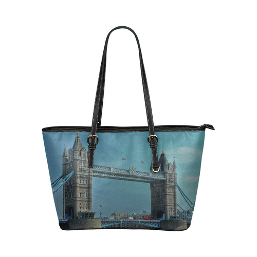 The Tower Bridge of London Leather Tote Bag/Large (Model 1651)