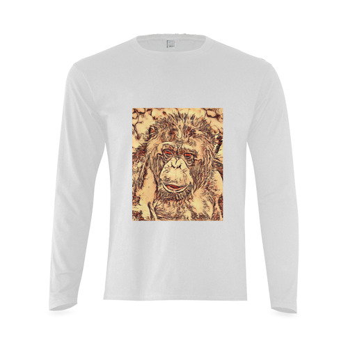 Animal ArtStudio- amazing chimpanzee Sunny Men's T-shirt (long-sleeve) (Model T08)