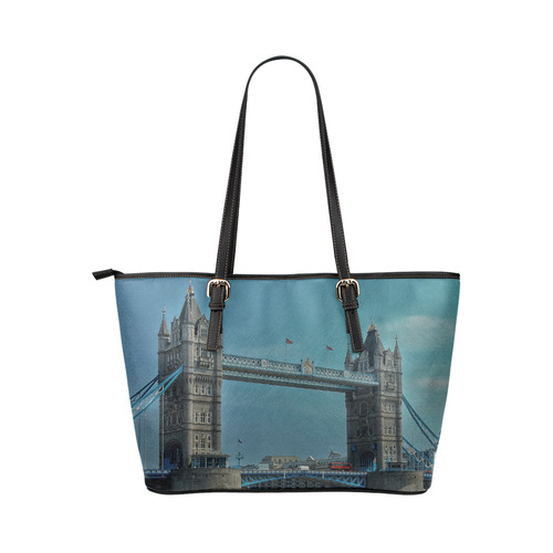 The Tower Bridge of London Leather Tote Bag/Large (Model 1651)