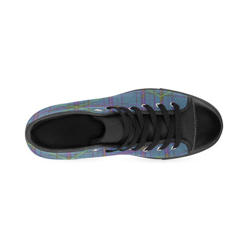 Neon Plaid Modern 80's style Design black Men’s Classic High Top Canvas Shoes /Large Size (Model 017)