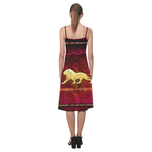 Golden lion on vintage background Alcestis Slip Dress (Model D05)
