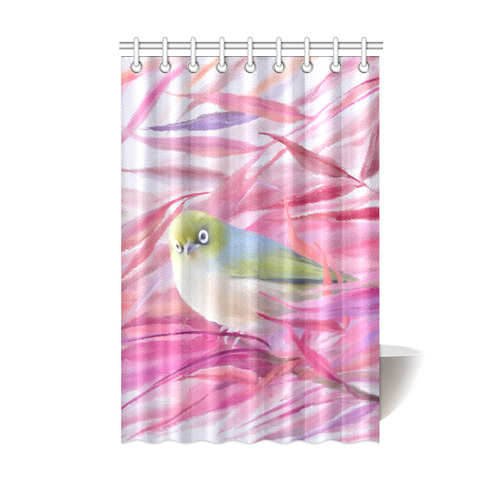Cute SilverEye, angry bird watercolor Shower Curtain 48"x72"