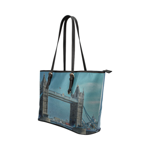 The Tower Bridge of London Leather Tote Bag/Small (Model 1651)