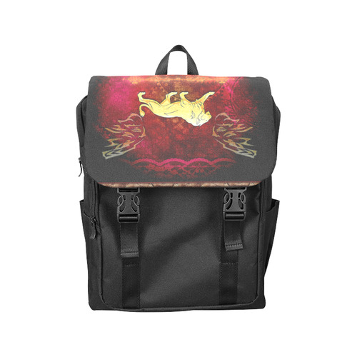 Golden lion on vintage background Casual Shoulders Backpack (Model 1623)