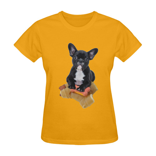 Sweet little Bulldog makes you happy Sunny Women's T-shirt (Model T05)