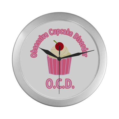 Obsessive Cupcake Disorder Silver Color Wall Clock