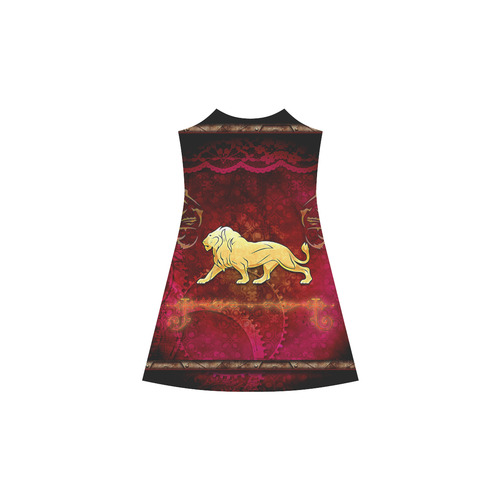 Golden lion on vintage background Alcestis Slip Dress (Model D05)