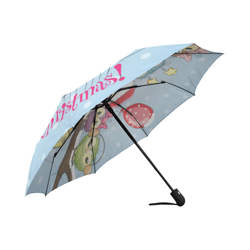 Five Owls on a Branch with Balloon Auto-Foldable Umbrella (Model U04)
