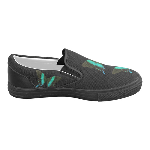 Papilio blumei butterflies painting Women's Unusual Slip-on Canvas Shoes (Model 019)