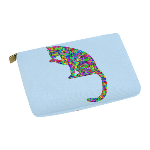 Sitting Kitty Abstract Triangle Blue Carry-All Pouch 12.5''x8.5''