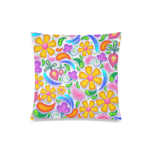 Funny Colorful Flowers Custom Zippered Pillow Case 20"x20"(Twin Sides)