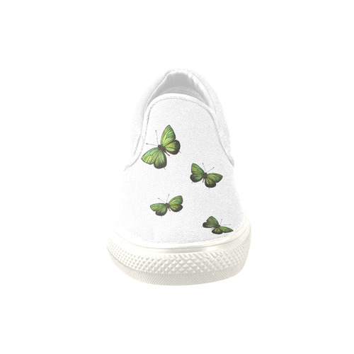 Arhopala horsfield butterflies painting Women's Unusual Slip-on Canvas Shoes (Model 019)