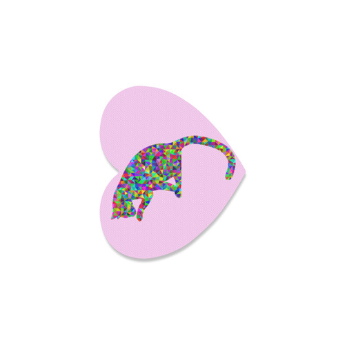Sitting Kitty Abstract Triangle Pink Heart Coaster