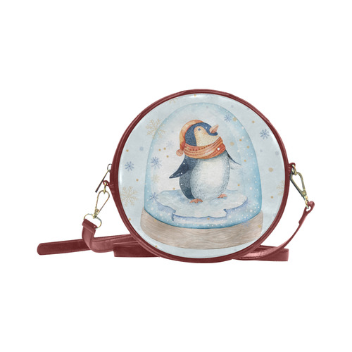 cute penguin, christmas Round Sling Bag (Model 1647)