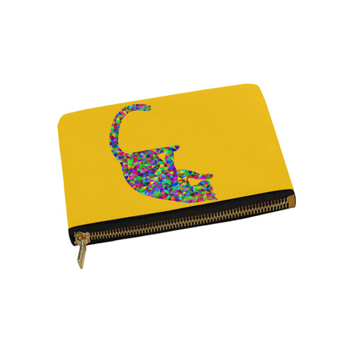 Sitting Kitty Abstract Triangle Yellow Carry-All Pouch 9.5''x6''