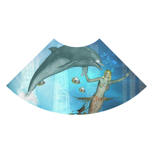 Underwater, dolphin with mermaid 3/4 Sleeve Sundress (D23)