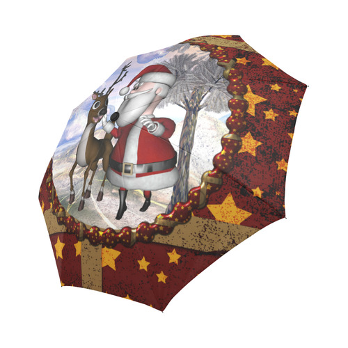 Santa Claus with reindeer, cartoon Auto-Foldable Umbrella (Model U04)
