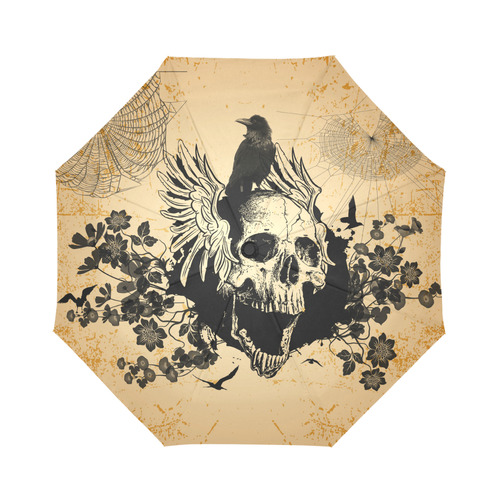 Awesome skull with crow Auto-Foldable Umbrella (Model U04)