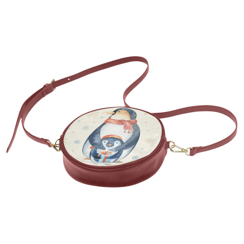 cute penguin, christmas Round Sling Bag (Model 1647)