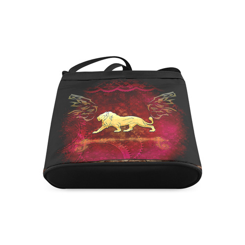 Golden lion on vintage background Crossbody Bags (Model 1613)