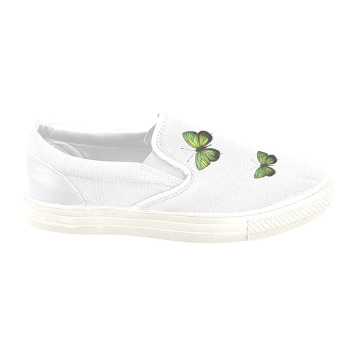 Arhopala horsfield butterflies painting Women's Unusual Slip-on Canvas Shoes (Model 019)