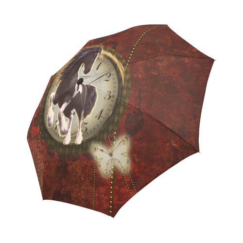 Wonderful horse on a clock Auto-Foldable Umbrella (Model U04)