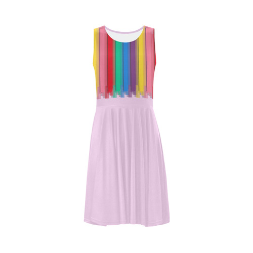 Colorful statement Sleeveless Ice Skater Dress (D19)