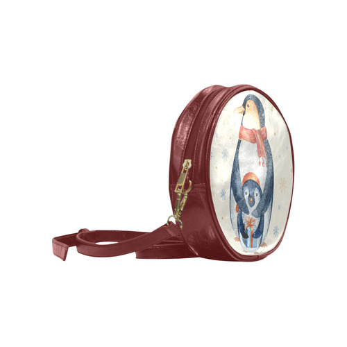 cute penguin, christmas Round Sling Bag (Model 1647)