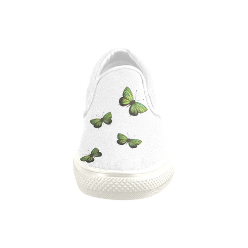 Arhopala horsfield butterflies painting Women's Unusual Slip-on Canvas Shoes (Model 019)