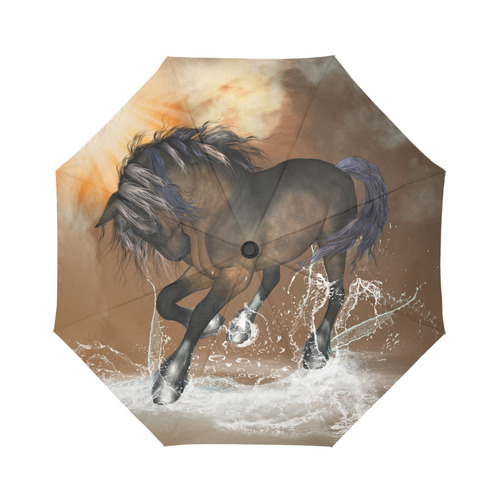 Wonderful horse with water splash Auto-Foldable Umbrella (Model U04)