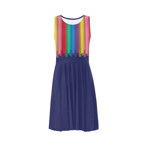 Colorful statement Sleeveless Ice Skater Dress (D19)