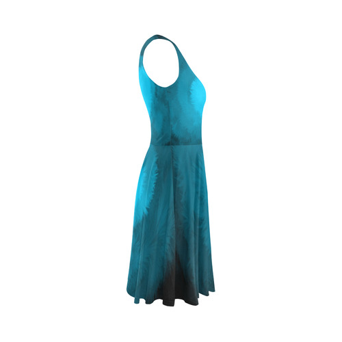 Blue Fluffy Heart Sleeveless Ice Skater Dress (D19)