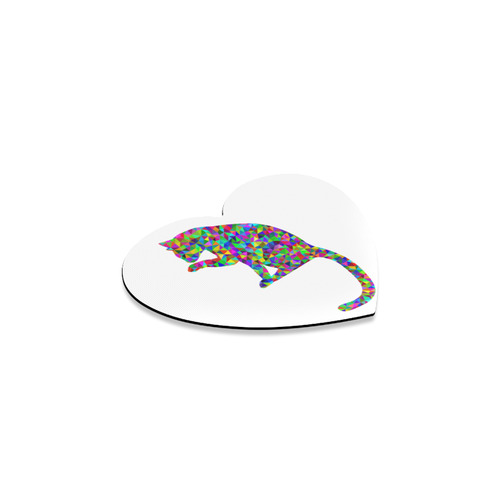 Sitting Kitty Abstract Triangle White Heart Coaster