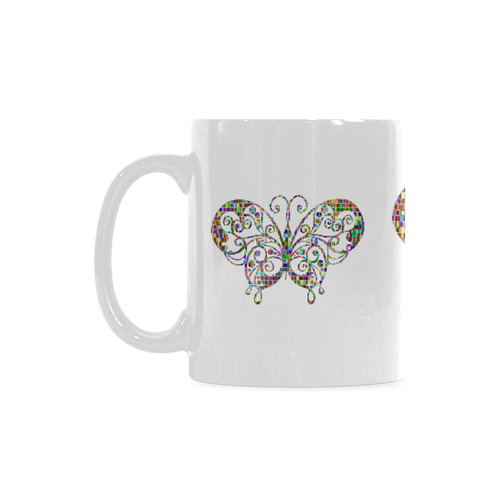 Abstrast Squares Swirls Butterfly White Mug(11OZ)