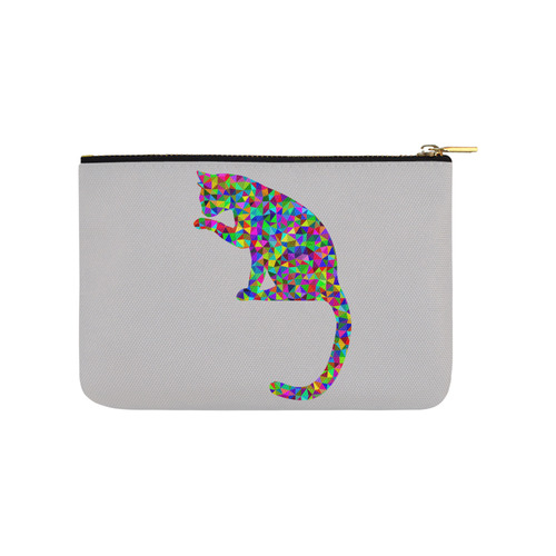 Sitting Kitty Abstract Triangle Grey Carry-All Pouch 9.5''x6''