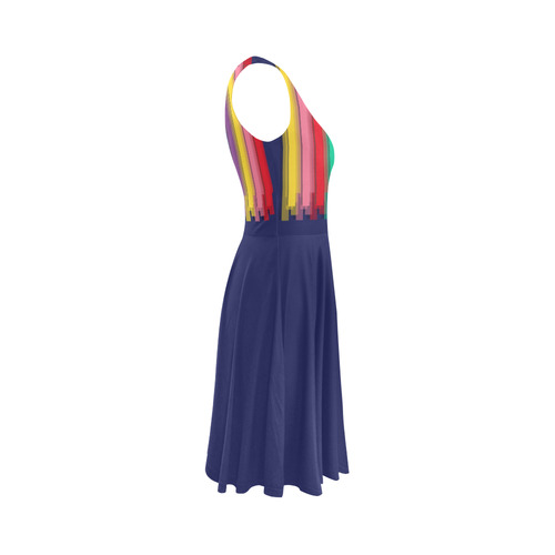 Colorful statement Sleeveless Ice Skater Dress (D19)
