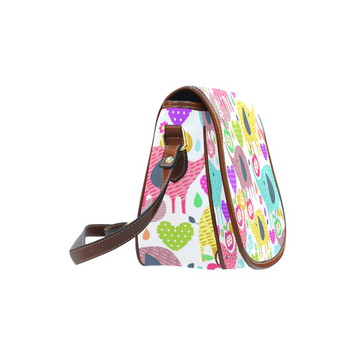 Cute Elephants Hearts Flowers Floral Saddle Bag/Small (Model 1649) Full Customization