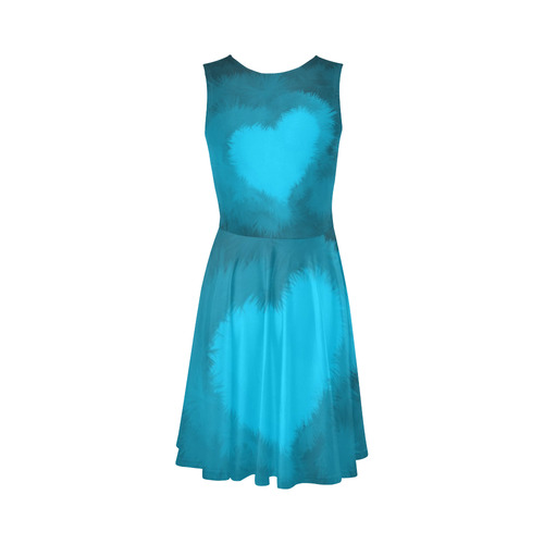 Blue Fluffy Heart Sleeveless Ice Skater Dress (D19)